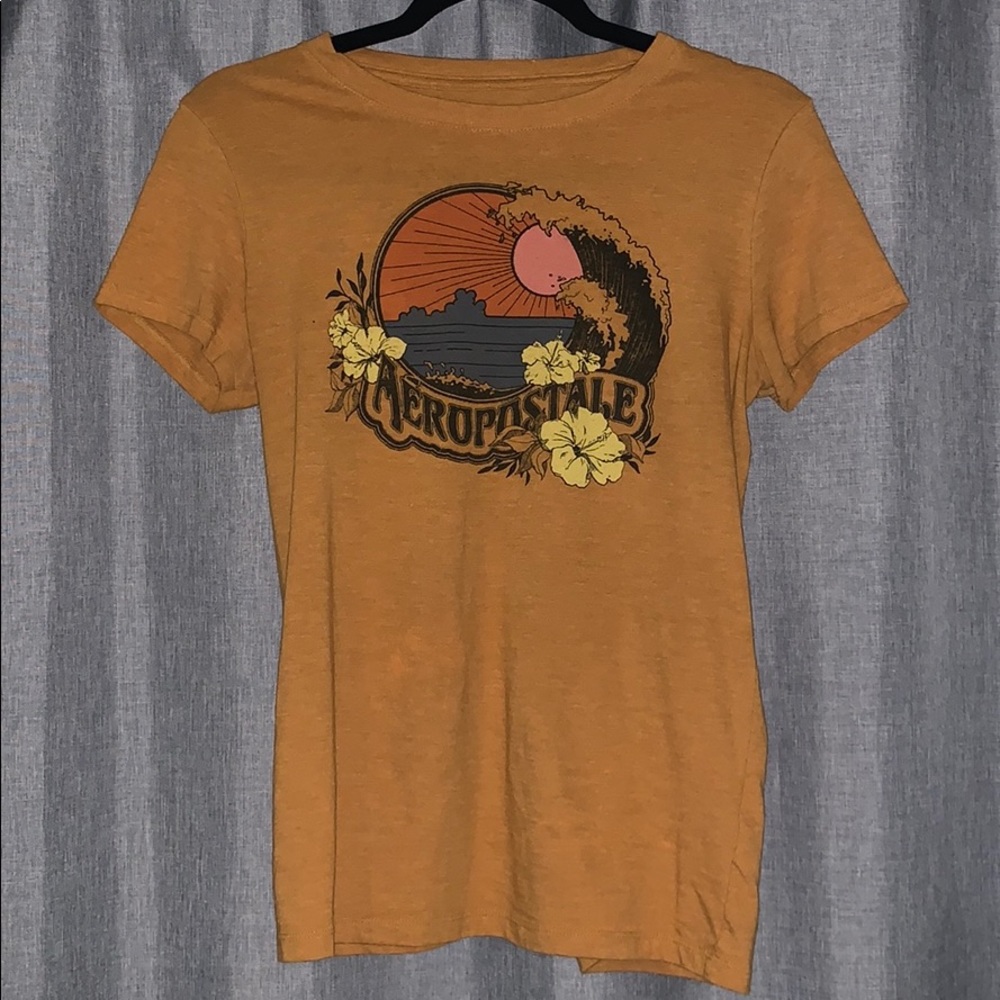 Aeropostale yellow beach wave tee